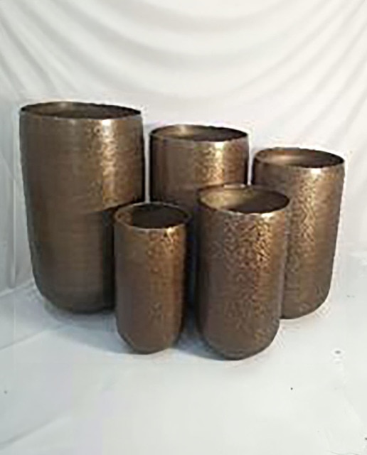 Macetero set 5 aluminio 50x30x89 envejecido cobre
