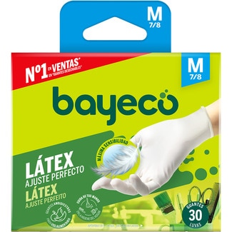 BAYECO guantes de látex blancos talla M caja 30 unidades