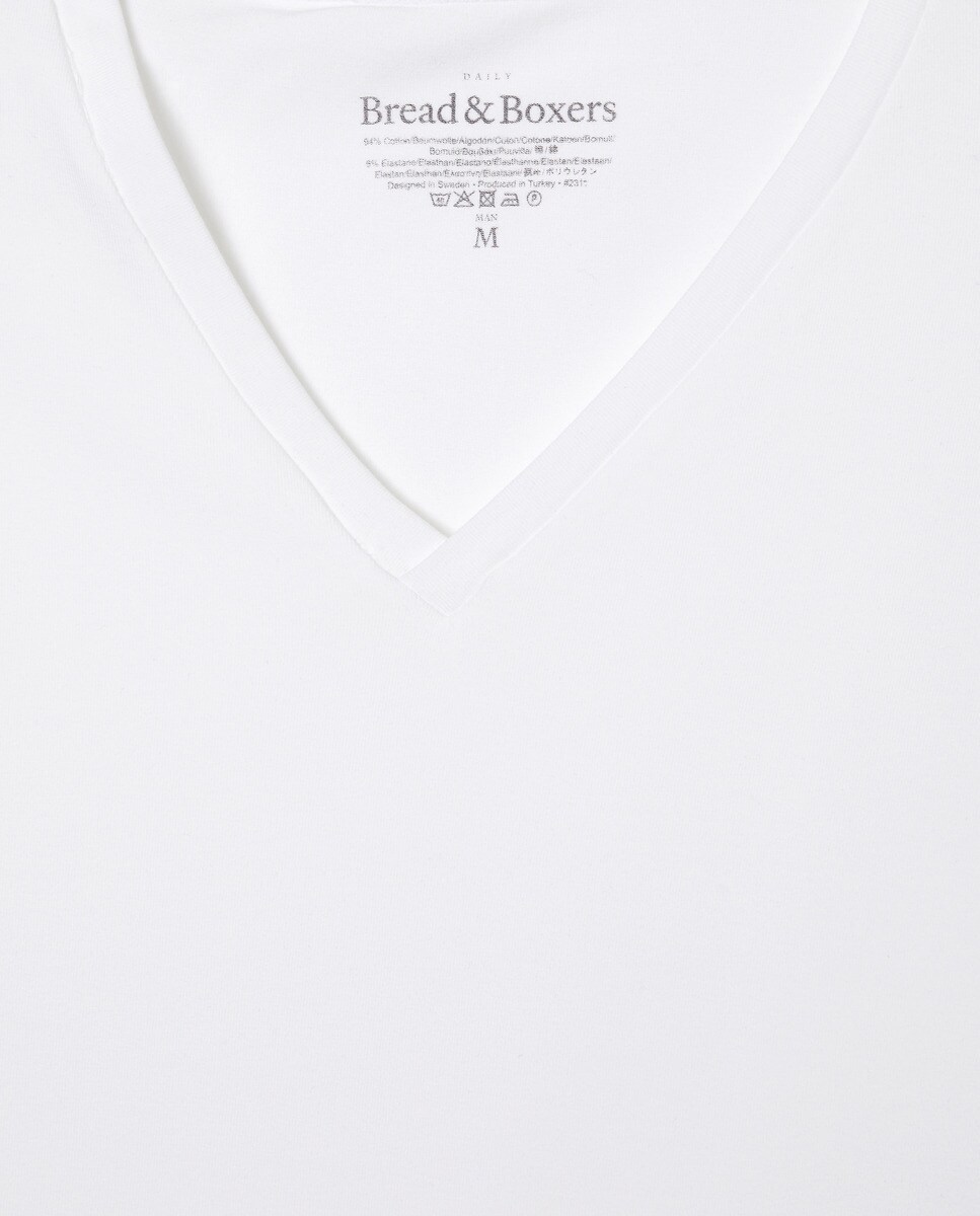 Pack de 2 T-shirts Elásticas com Decote em Bico - Branco Branco-5