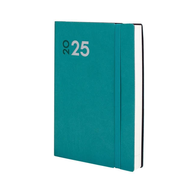 Agenda encuadernada año 2025 Dynamic Mara Y4-120x170 mm 1 día página Finocam verde multilingüe.
