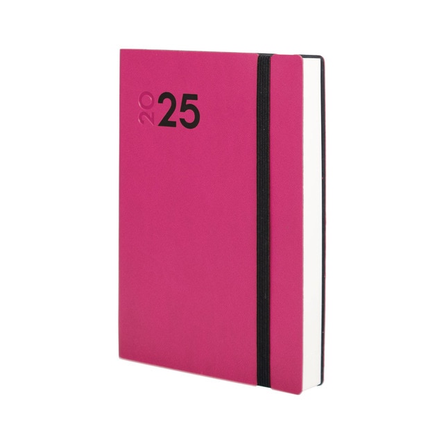 Agenda encuadernada año 2025 Dynamic Mara Y4-120x170 mm 1 día página Finocam fucsia multilingüe.
