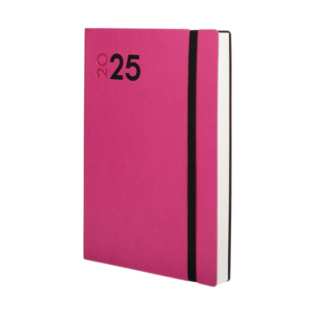 Agenda encuadernada año 2025 Dynamic Mara Y10-140x204 mm 1 día página Finocam fucsia multilingüe.