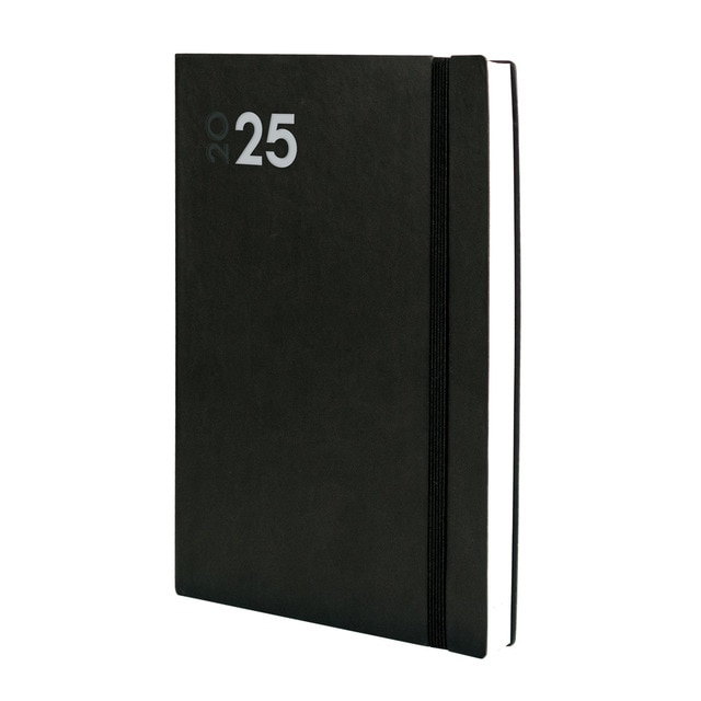 Agenda encuadernada año 2025 Dynamic Mara Y11-165x240 mm 1 día página Finocam negro multilingüe.