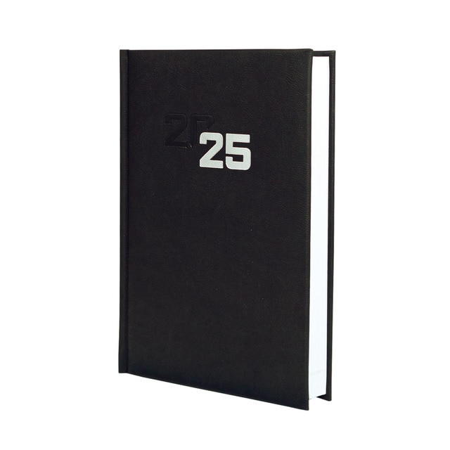 Agenda encuadernada año 2025 Dynamic Milano Y10-140x204 mm 1 día página Finocam negro multilingüe.