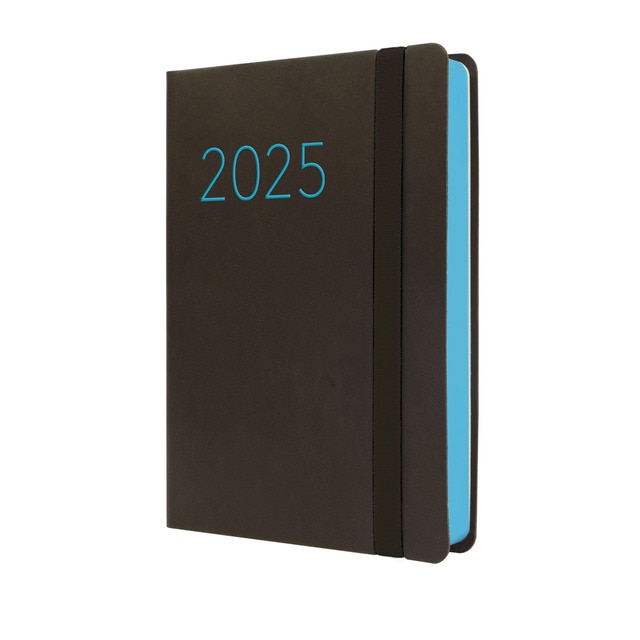 Agenda encuadernada año 2025 Flexi Lisa F4-118x168 mm 1 día página Finocam negro multilingüe.