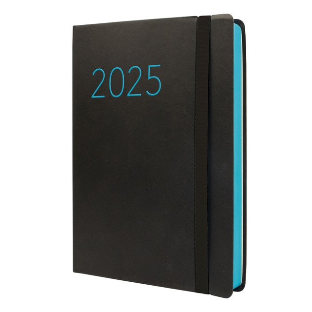 Agenda encuadernada año 2025 Flexi Lisa FA5-148x210 mm 1 día página Finocam negro multilingüe.