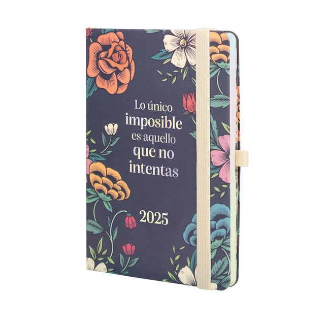 Agenda encuadernada año 2025 Mínimal Design M4-118x168 mm semana vista horizontal Imposible Finocam multicolor multilingüe.