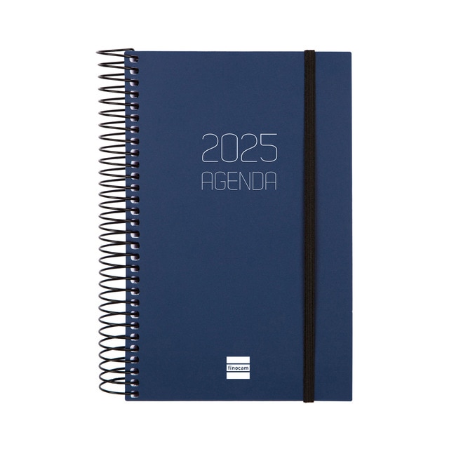 Agenda año 2025 Espiral Basics Opaque E5-117x181 mm 1 día página Finocam azul.