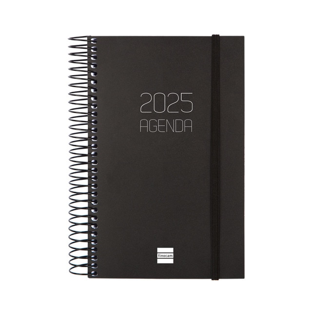 Agenda año 2025 Espiral Basics Opaque E5-117x181 mm 1 día página Finocam negro.
