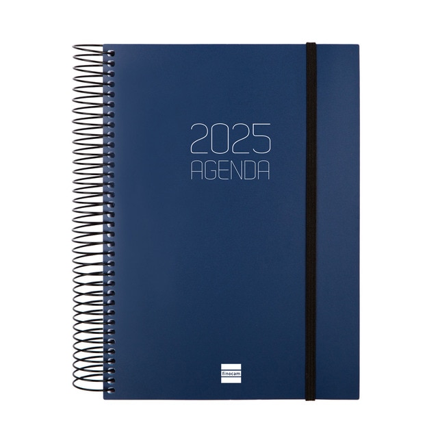 Agenda año 2025 Espiral Basics Opaque E10-155x212 mm 1 día página Finocam azul.