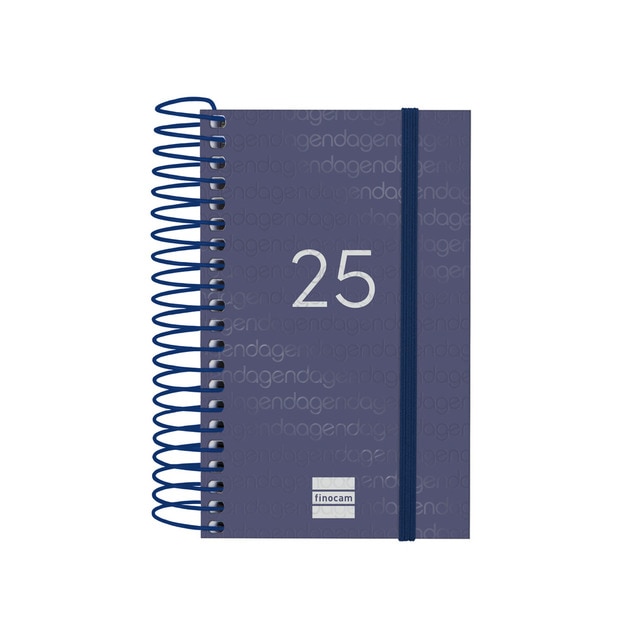 Agenda año 2025 Espiral Basics Year E3-79x127 mm 1 día página Finocam azul.