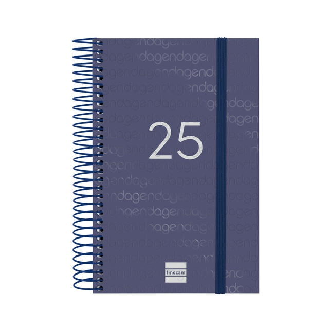 Agenda año 2025 Espiral Basics Year E5-117x181 mm 1 día página Finocam azul.