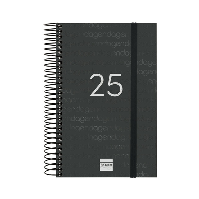 Agenda año 2025 Espiral Basics Year E5-117x181 mm 1 día página Finocam negro.