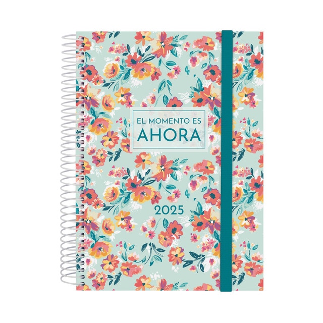 Agenda año 2025 Espiral Trendy Design Collection E10-155x212 mm 1 día página Ahora Finocam multicolor multilingüe.