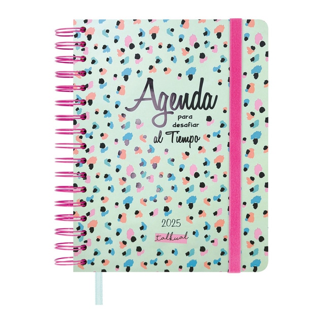 Agenda espiral doble año 2025 Talkual 4º-155x217 mm 1 día página Tiempo Finocam multicolor.