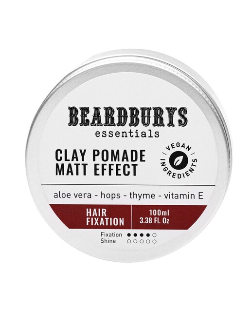BEARDBURYS ESSENTIALS – Cera mate de fijación fuerte Clay Pomade 100 ml Beardburys Essentials.