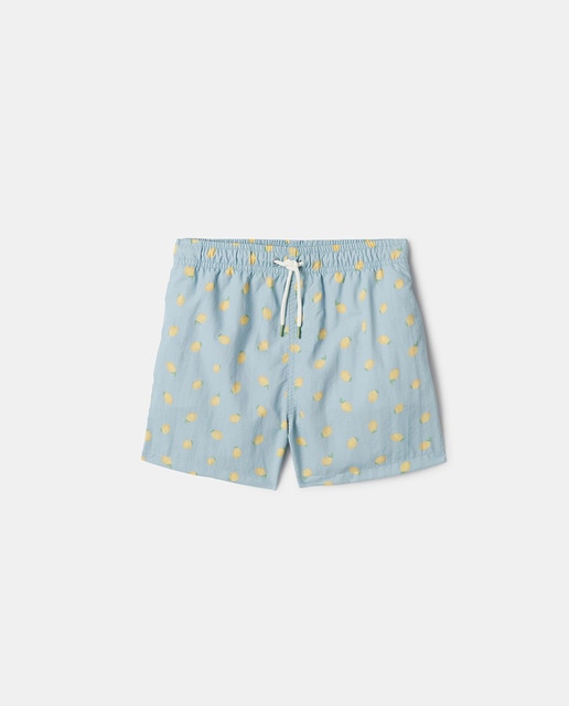 Bañador bermuda de niño con estampado limones