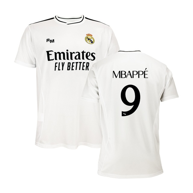 Camiseta réplica oficial de la primera equipación de fútbol del Real Madrid C.F - Mbappé.