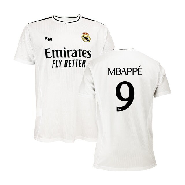 Camiseta réplica oficial de la primera equipación de fútbol del Real Madrid C.F - Mbappé.
