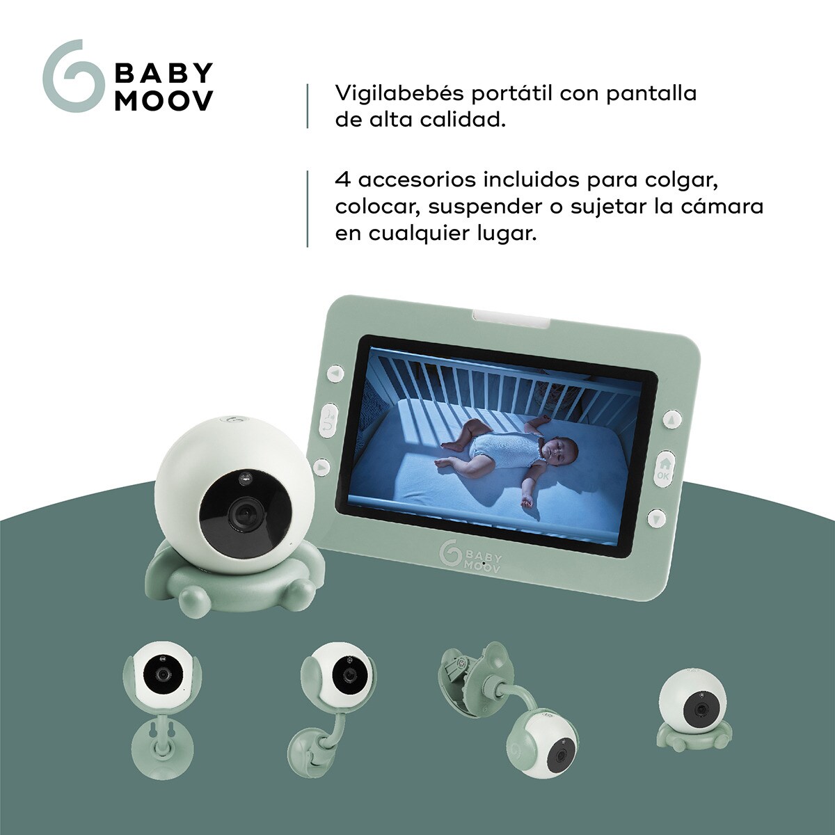 Intercomunicador de Vídeo YOO GO + HD com Câmara Robótica de Alta Definição Verde-antiquário-3