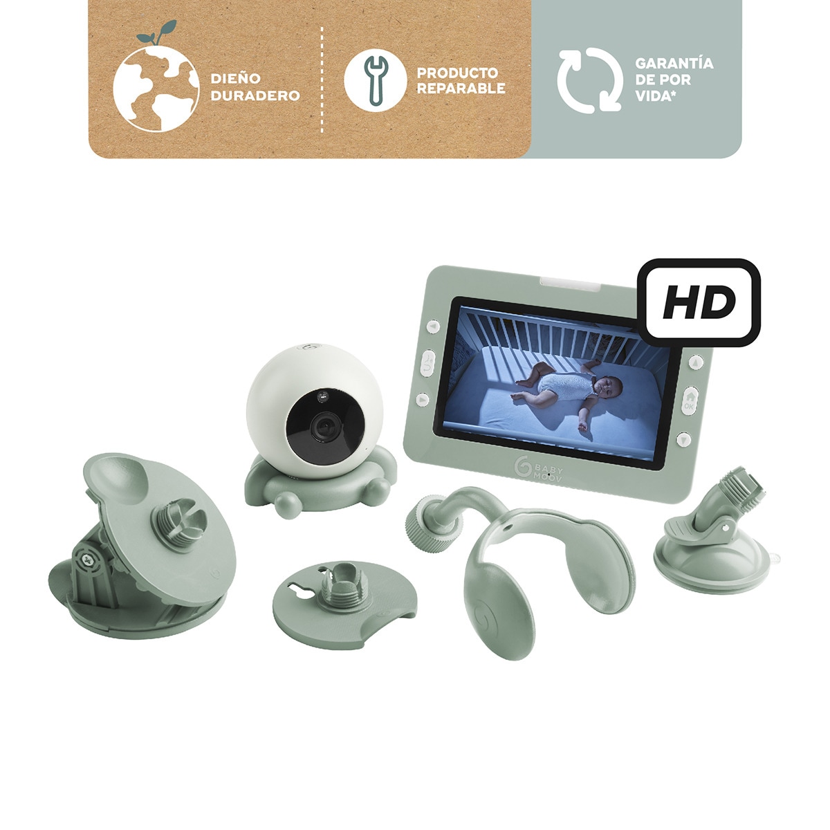 Intercomunicador de Vídeo YOO GO + HD com Câmara Robótica de Alta Definição Verde-antiquário-9