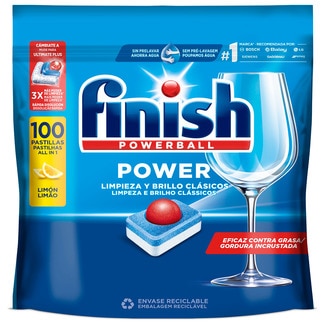 Finish Detergente para a Loiça em Pastilhas Power Limão embalagem 100 unidades
