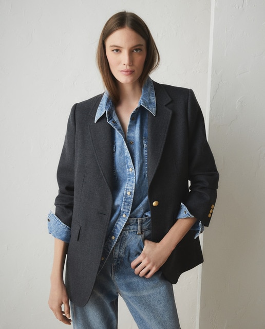 Blazer larga de mujer lisa