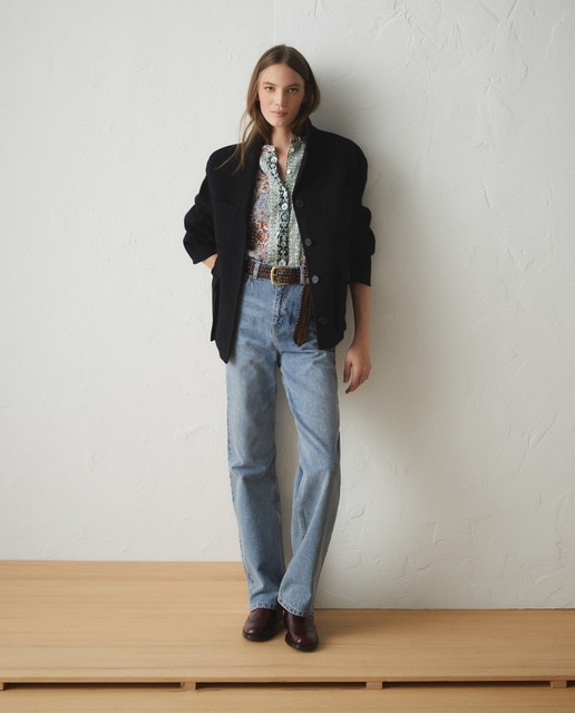 Vaquero de mujer ancho liso