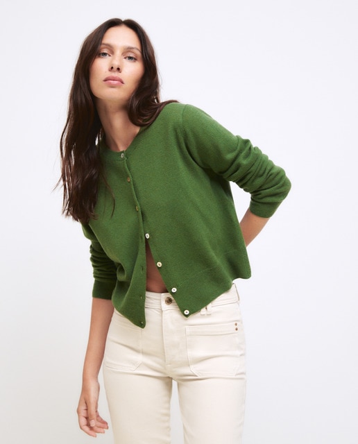 Chaqueta de mujer con cuello caja de lana