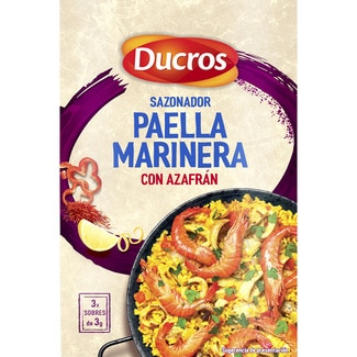 DUCROS sazonador paella marinera con azafrán, pimentón y corteza de limón 3 sobres caja 9 g