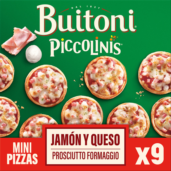 mini capricciosa pizzas with ham and cheese topping 9 units case 270 g