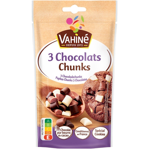 Chunks pepitas tres chocolates envase 100 g