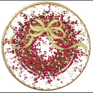 CASPARI Christmas decorated pepper wreath plate 27 cm packet 8 units