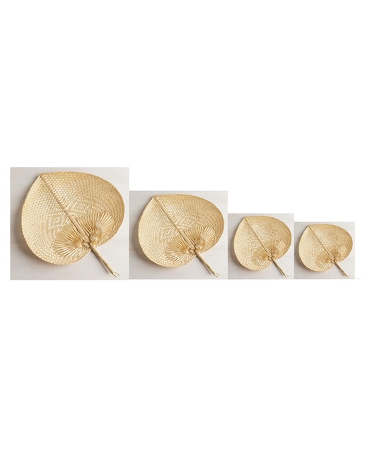 Decoración pared set 4 bambú 65x71 abanico natural