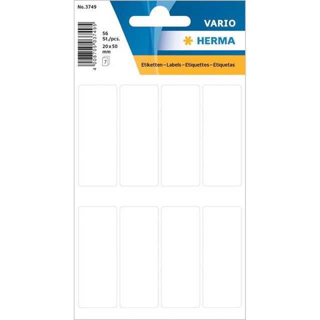 Pegatinas vario 20x50mm Herma blanco.