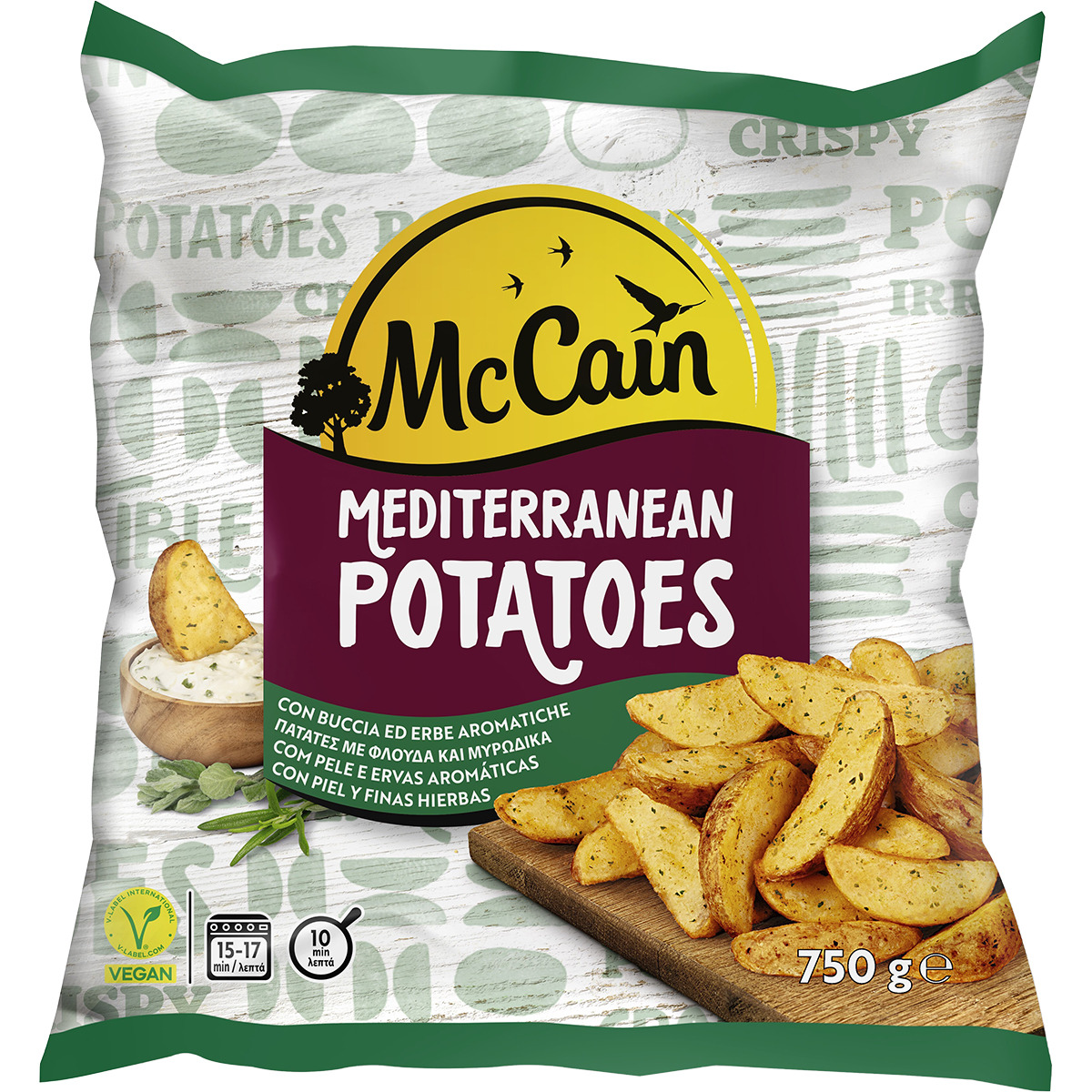 Mediterranean Potatoes gajos de patatas con piel a las finas hierbas