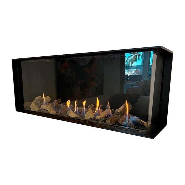 NORA FLAMES - Chimenea Gas LPG Pano 1300 Esquinera Derecha.