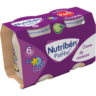 NUTRIBEN Potitos Cena tarrito crema de verduras desde 6 meses pack 2 envases 190 g