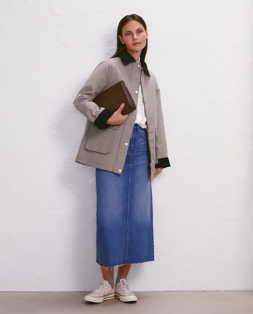Parka de mujer encerada cuello pana
