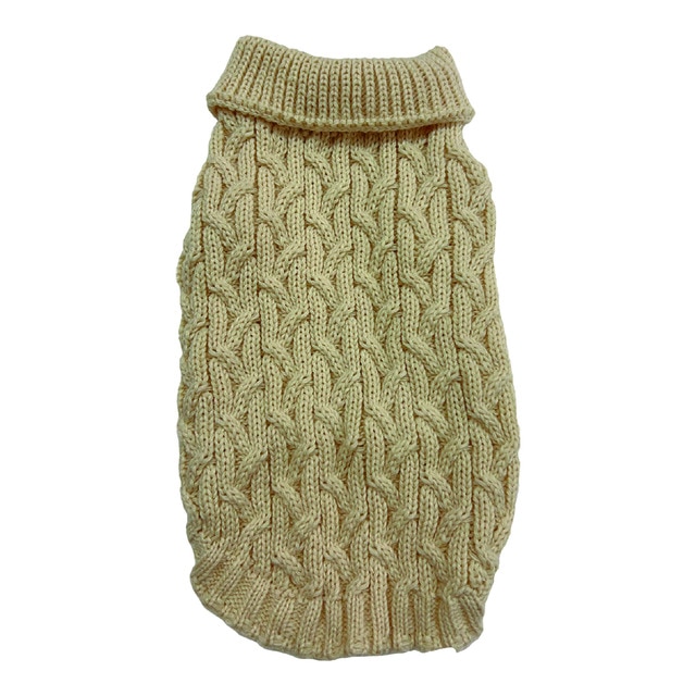 Fred & Rita – Jersey Fred & Rita para perros tricot grueso trenzado. Beige Talla 35 cm