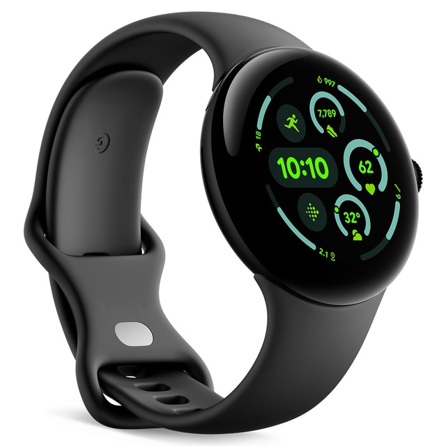 Google Pixel Watch 3 45mm, Caja de aluminio color negro mate y correa deportiva color obsidiana, Wi-Fi Smartwatch