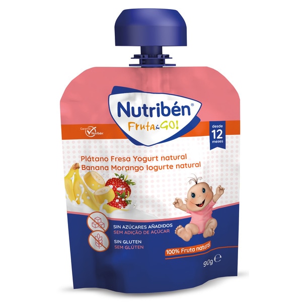 Fruta & Go bolsita de plátano, fresa y yogur natural sin gluten desde 12 meses Beutel 90 g