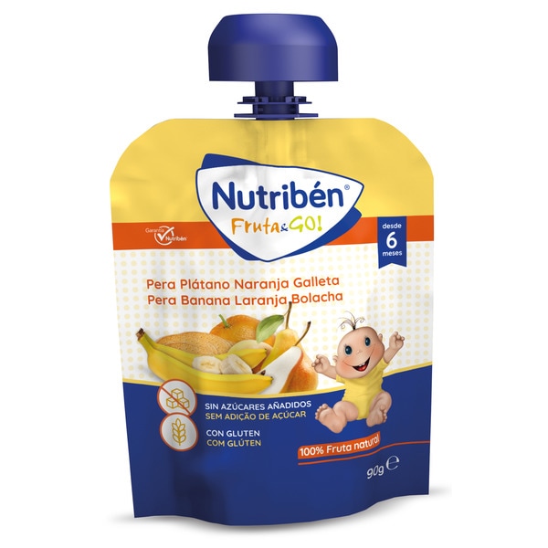 Fruta & Go bolsita de pera, plátano, naranja y galleta desde 6 meses bolsita 90 g