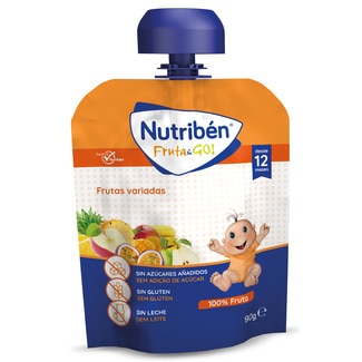 NUTRIBEN Fruta & Go bolsita de frutas variadas sin gluten desde 12 meses bolsita 90 g