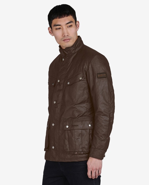 Barbour - Chaqueta de abrigo de hombre Barbour encerada marrón.
