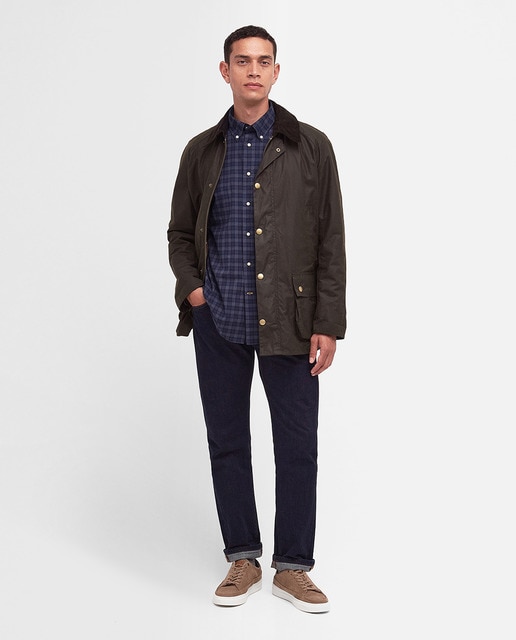 Barbour - Chaqueta de hombre con cuello de cordón y bolsillos frontales.
