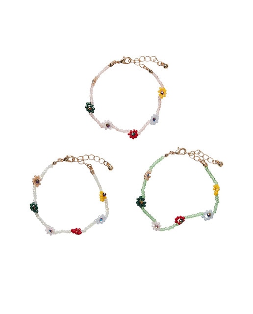 Pack de tres pulseras de mujer de abalorios