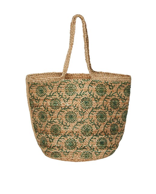 Bolso de playa de yute con bordados