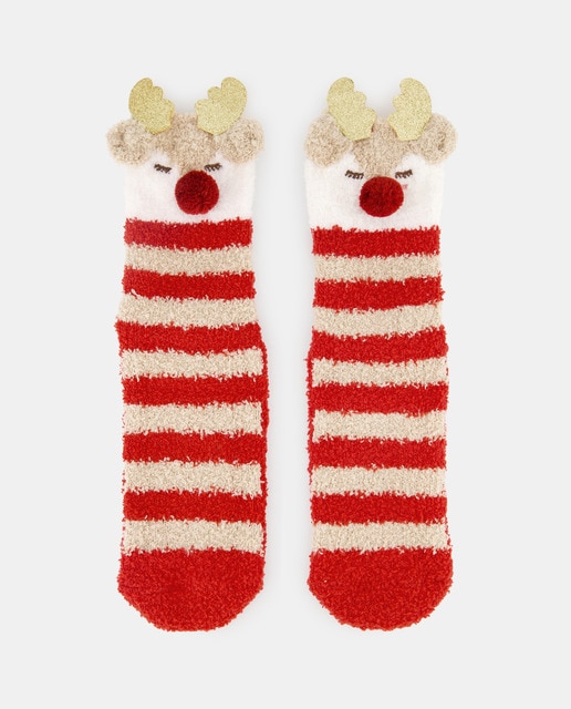 Calcetín antideslizante de niña con estampado navideño