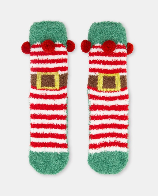 Calcetín antideslizante de niña con estampado navideño